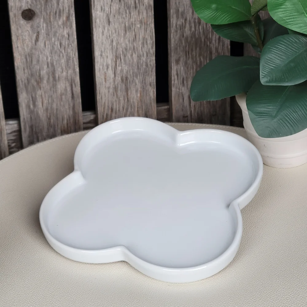 IKEA NEW Chic White Clover Shaped Dish